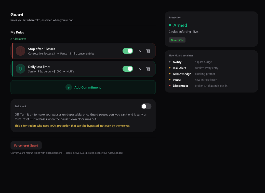 Meridian Guard — your own rules with an escalating enforcement ladder and Strict Lock
